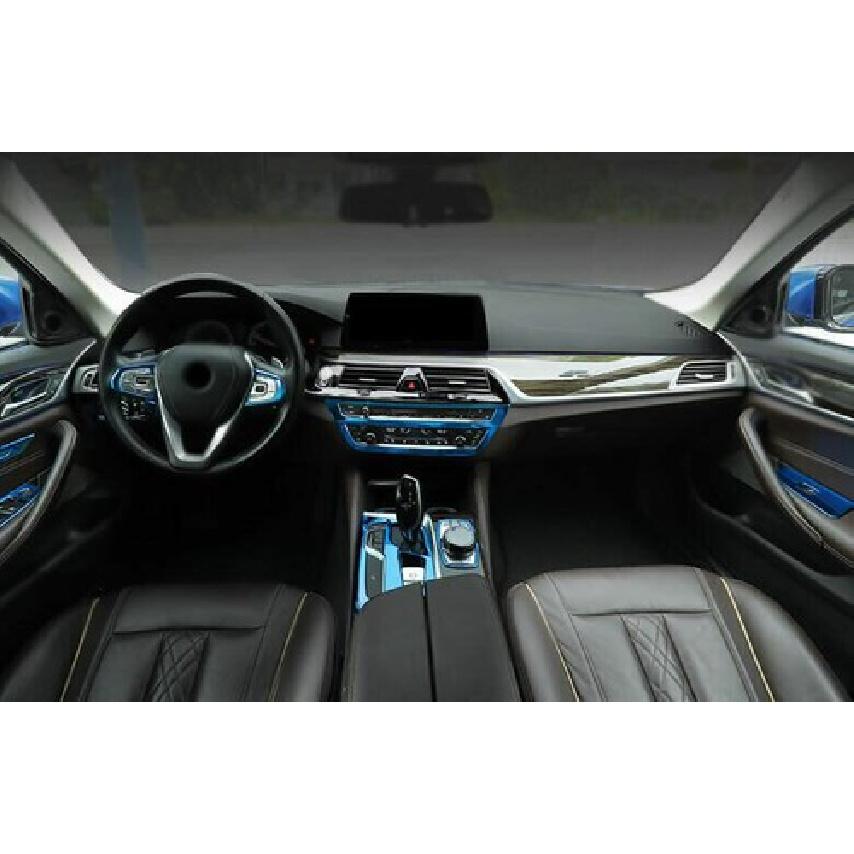 Blue Titanium Car Console Gear Storage Box Cover Trim 18-22 For BMW 5 Series G30