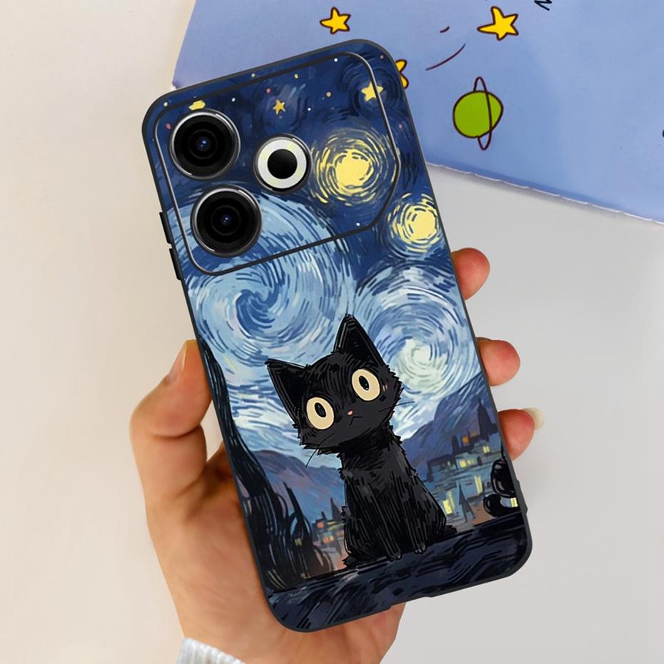 2024 Fashion Case For Tecno Pova 6 Neo Black Silicone Soft TPU Back Cover For Tecno Pova 6Neo 4G Phone Cases