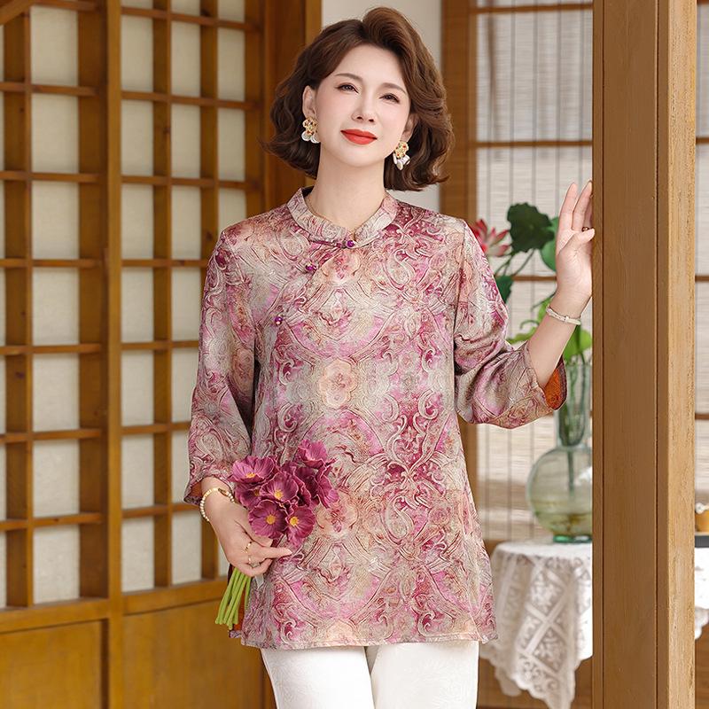 

2026 New Style Chiffon Top for Middle-aged Women 5XL [145-160 Jin] червоний