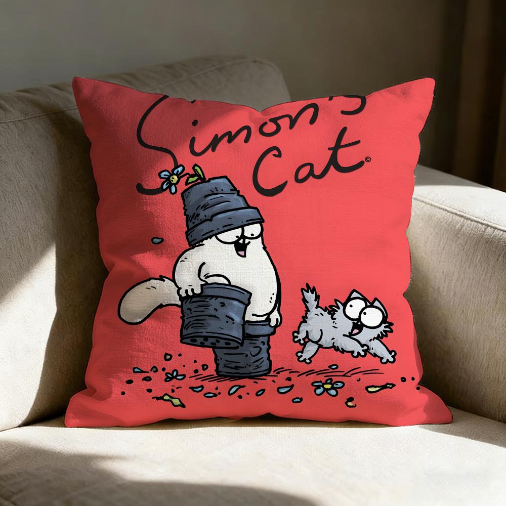 S-simon's Cute Cat Pillow Case Pillowcase, Double-sided Printed, Sofa Cushion, Bedroom Headboard Pillow
