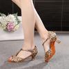 Women Tango Ballroom Latin Waltz Dance Girls Party Shoes High Heeled 7CM