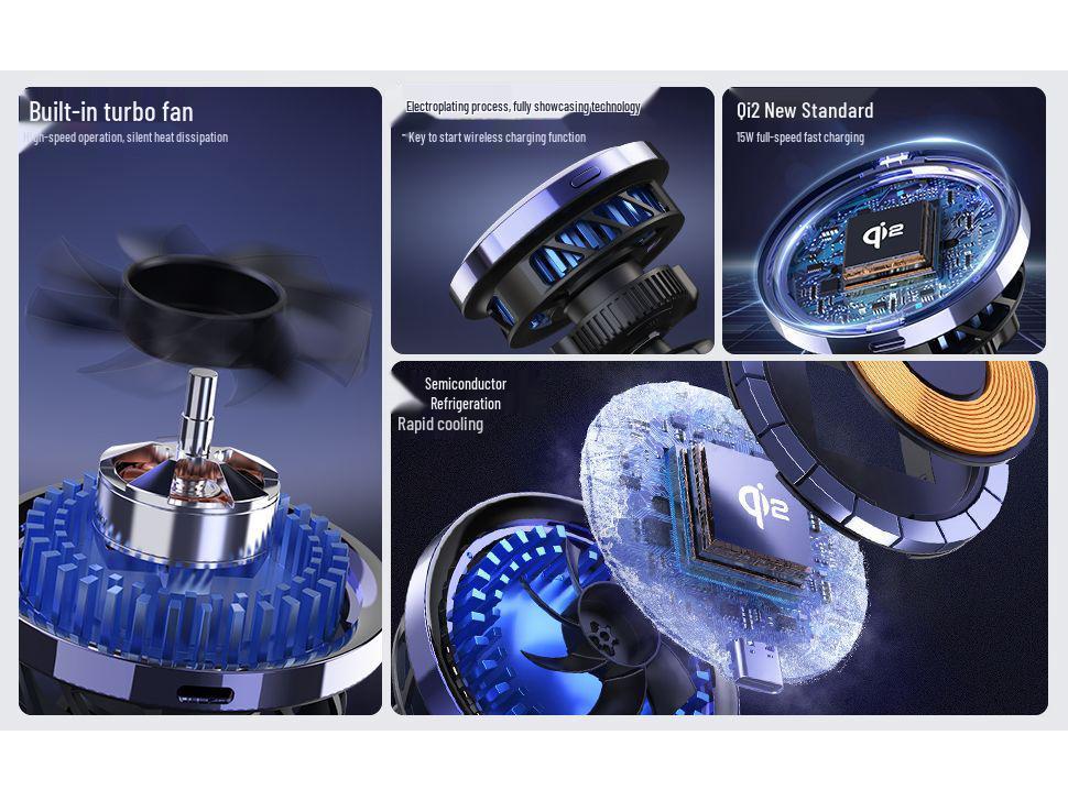 QI2 Magnetic Wireless Car Charger with LED Light and Fast Cooling