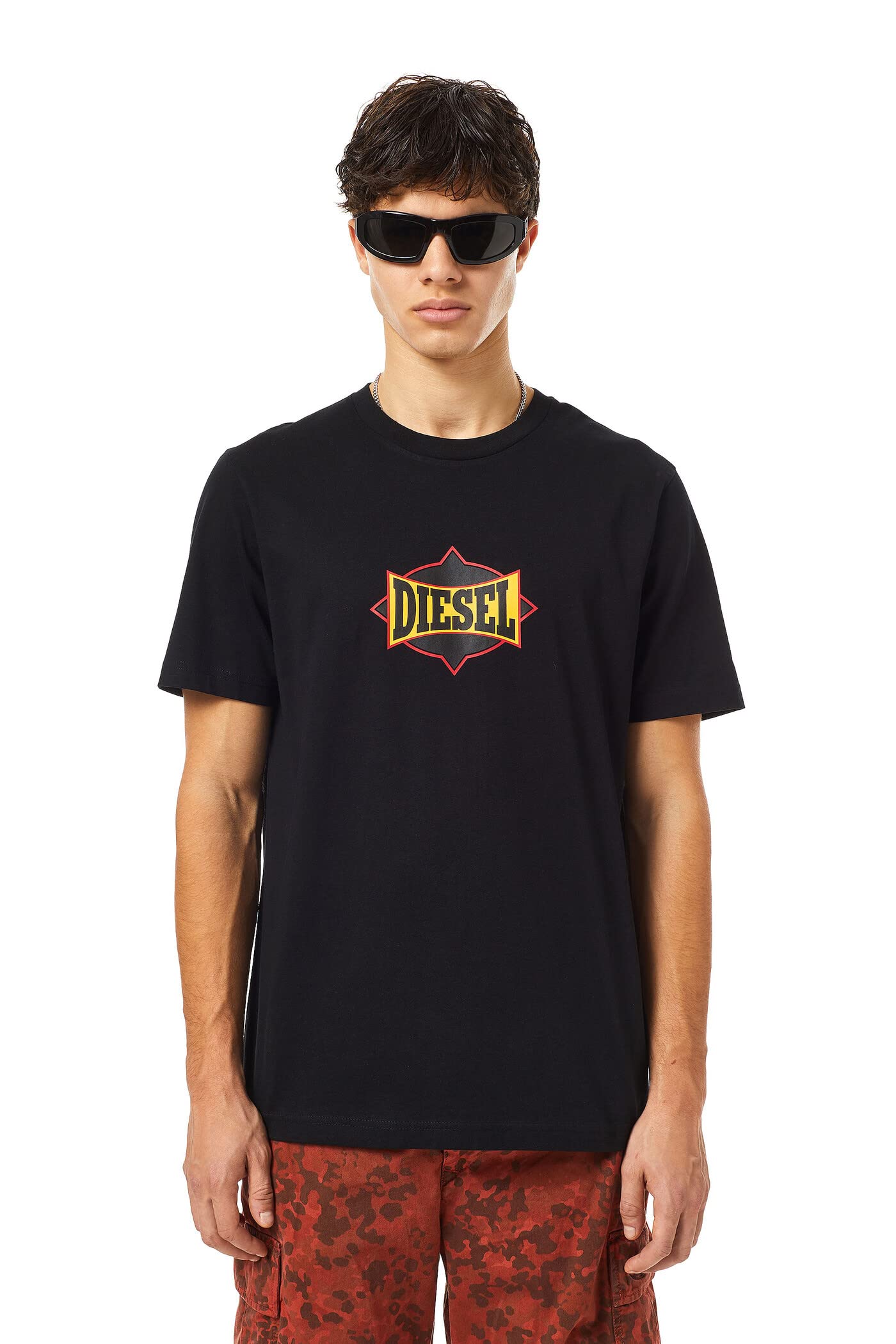 

Diesel Men s Logo Print T-Shirt A038430HAYU, Size S, Black, 9XX