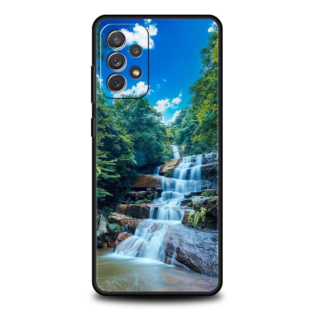 Wodospad natura Drzewa statek Etui na telefon dla Samsung Galaxy A13 A51 A71 A21S A12 A11 A31 A41 A23 A53 A73 A52 A32 5G A03S A01 Pokrowiec