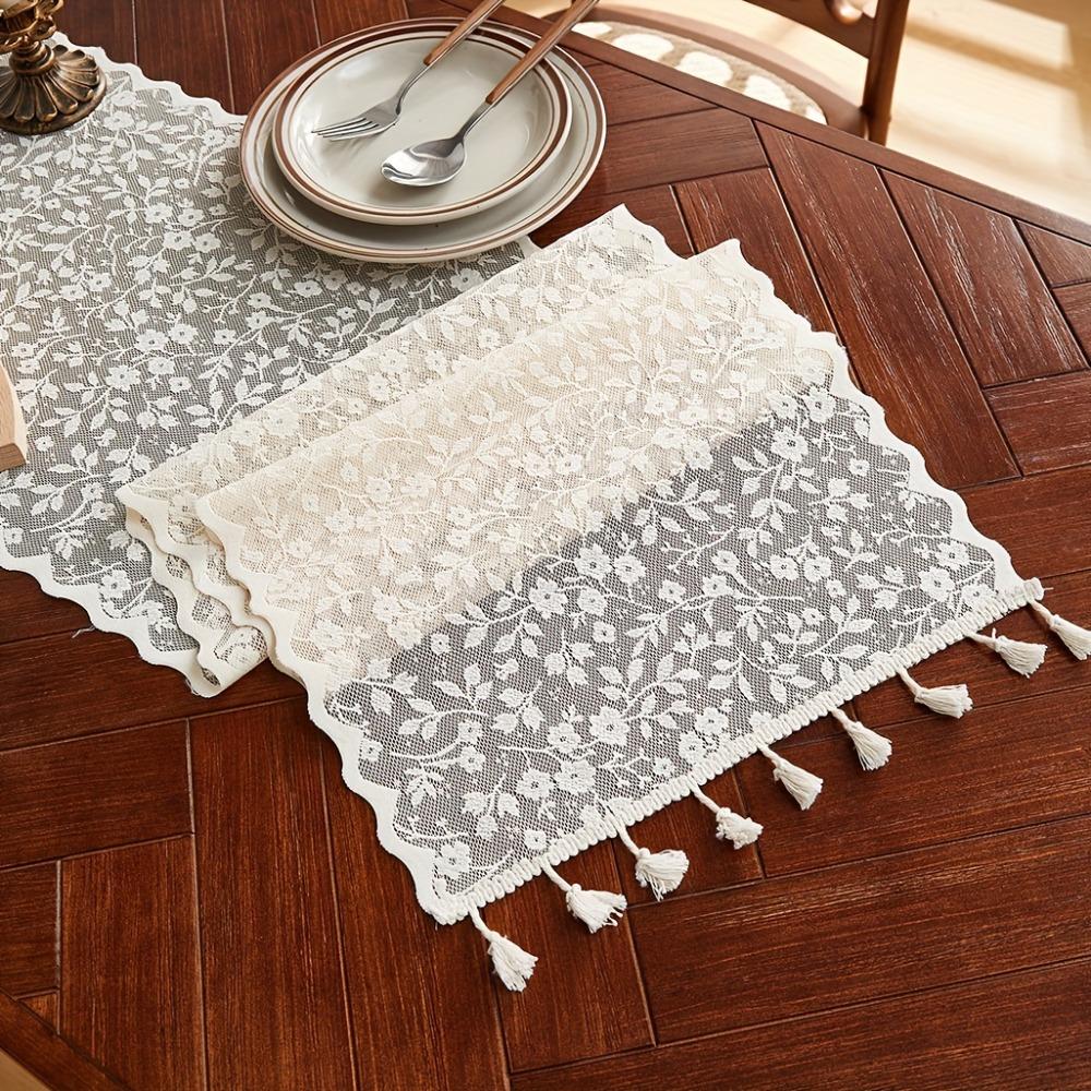 Rechteckiger französischer Spitzen-Tischläufer Nordische Tischdecke Romantische Tischfahne Versammlung