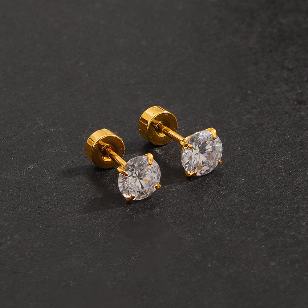 Cross-Border European American Style Fashionable Zircon Ear Bone Studs Unisex Simple Spiral Ear Plugs Anti-Lost Earrings