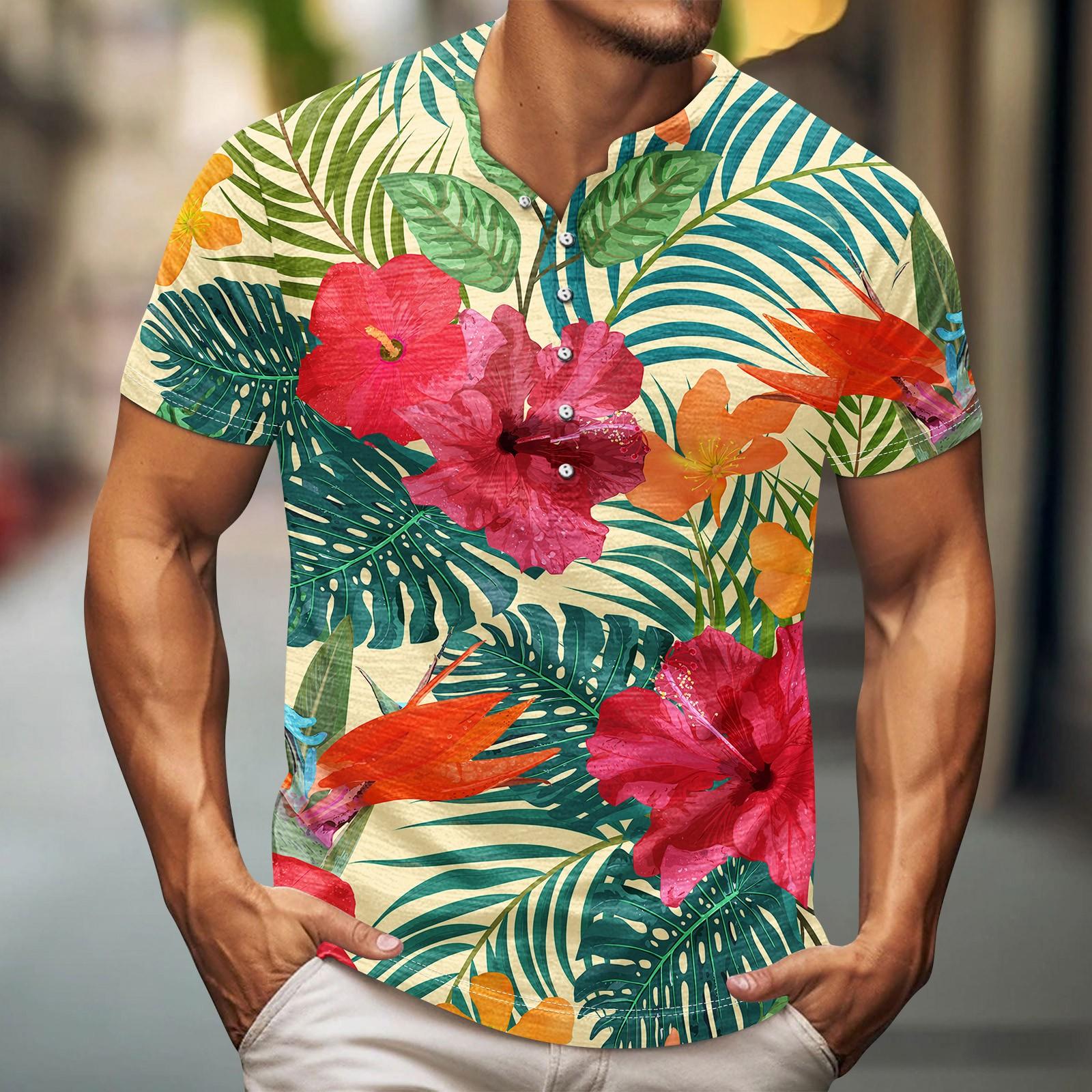 

Мужская футболка с принтом на открытом воздухе, свободный топ с короткими рукавами на пуговицах в стиле ретро M красный