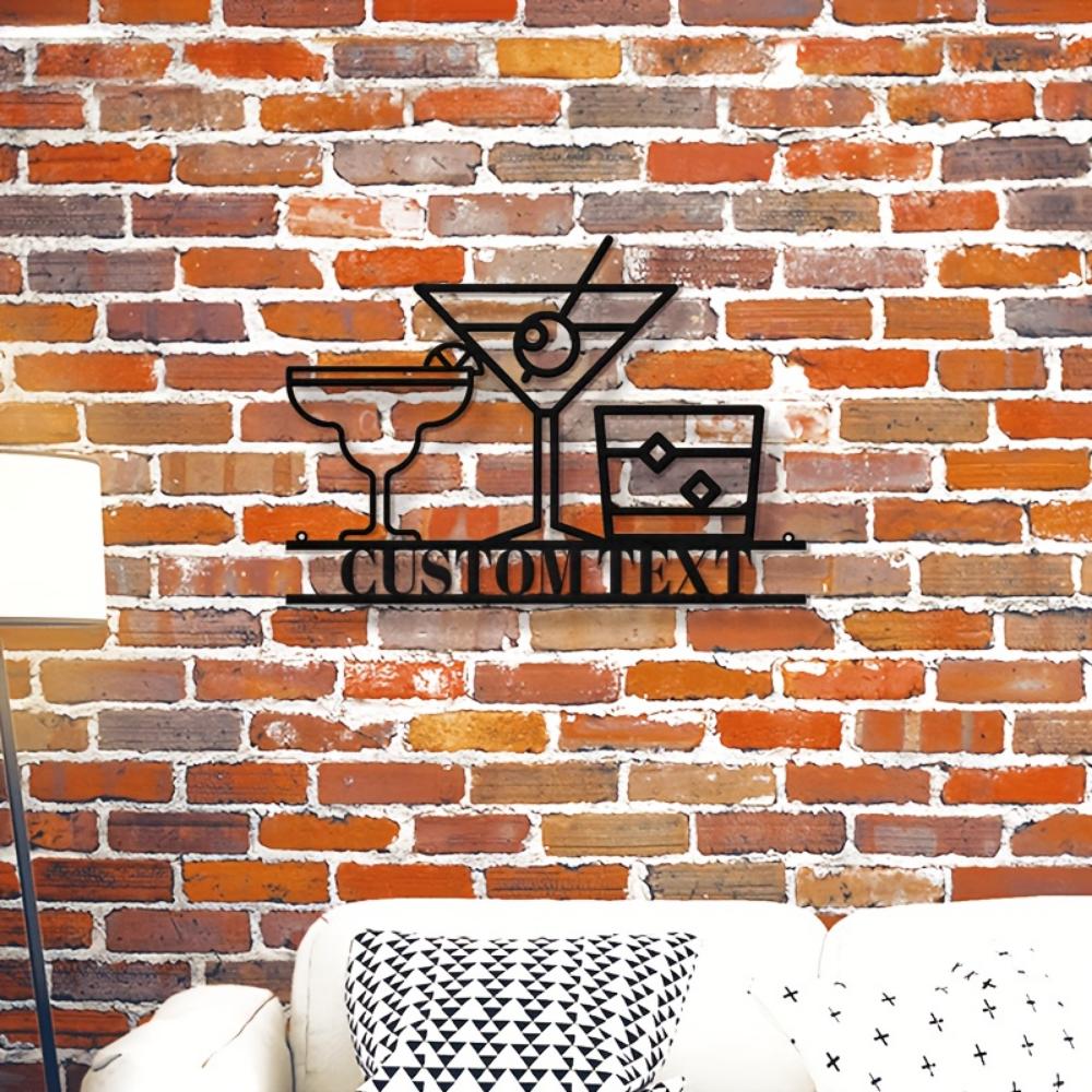 Exclusive Handmade Custom Vintage Cocktail Whiskey Metal Wall Art Personalized Name Home Bars Iron Easy Hang