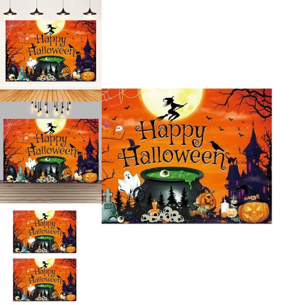 Customizable Halloween Party Decoration Witch Castle Halloween Background Cloth For Photography