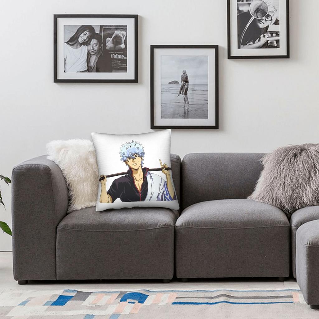 Gintoki Cool Pillowcase Printed Polyester Cushion Cover Gift Gintama Anime Japan Throw Pillow Case Cover Home Drop Shipping 18''