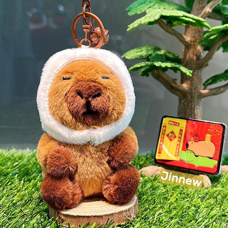 Back Hamburger Capybara Crow Cartoon Design Plush Keychain For Car Key Gift Fob