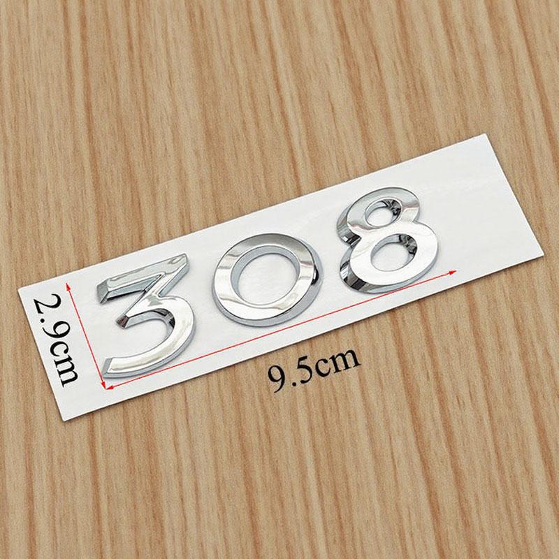 3D ABS Self-Adhesive Numbers 206 207 301 307 308 408 508 Logo Emblem Car Rear Trunk Sticker Badge Decal For Peugeot Accessories