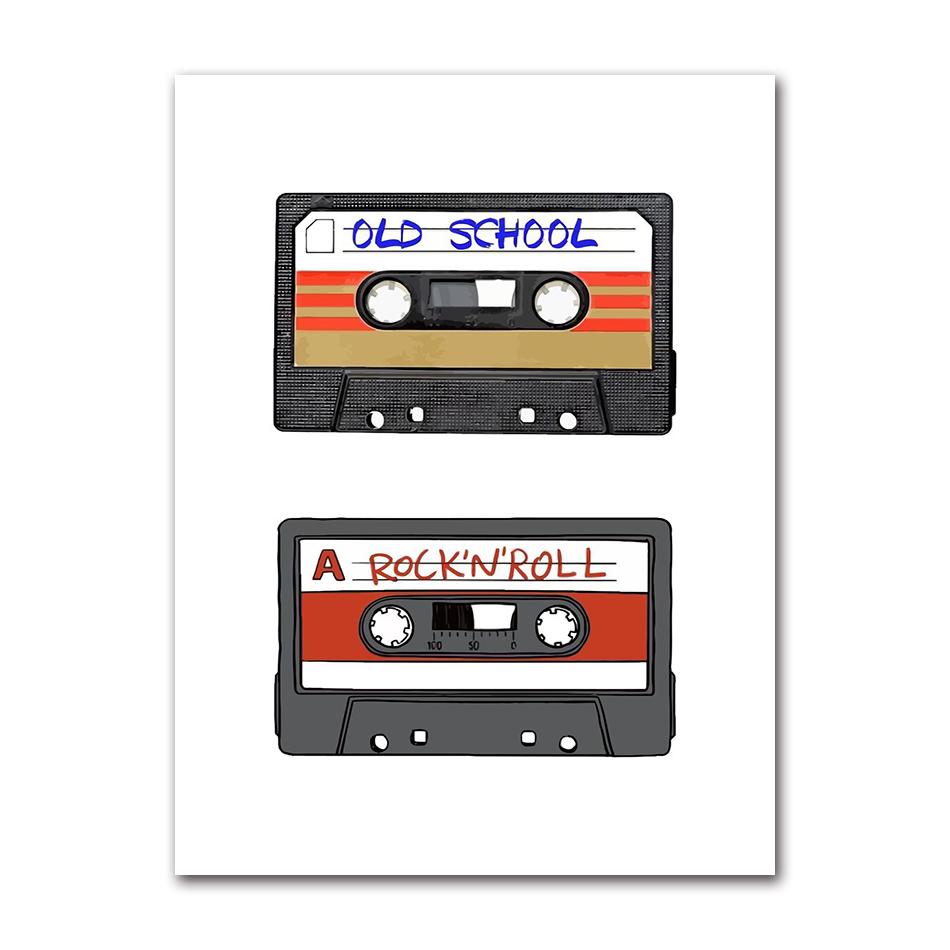 Vintage Cassette Tape and Vinyl Poster Modern Music Prints Canvas Painting Wall Art Pictures Home Room Classics Music Decoration