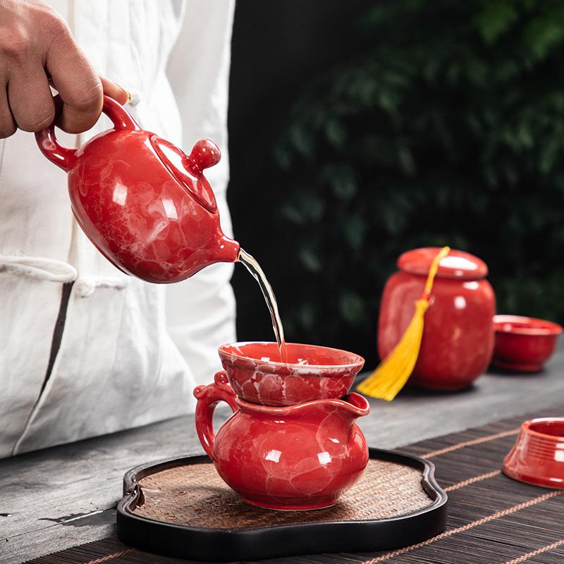 Ceramic tea set printing small gifts for customers, gift box, business company opening event gift set