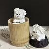 Wind-Blown Dog Figurine Puppy Ornament Realistic Fluffy Adorable Dog Simulated Dog Decoration For Home/Office/Car/Desk