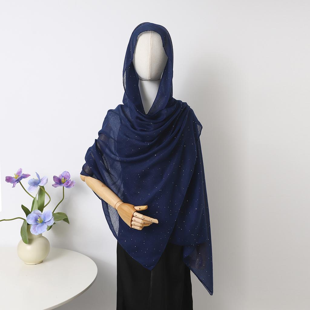 Spot Thin Solid Color Polyester Cotton Monochrome Sprinkled Gold Small Sequins Scarf Women'S Bag Headscarf Shawl Xiyin