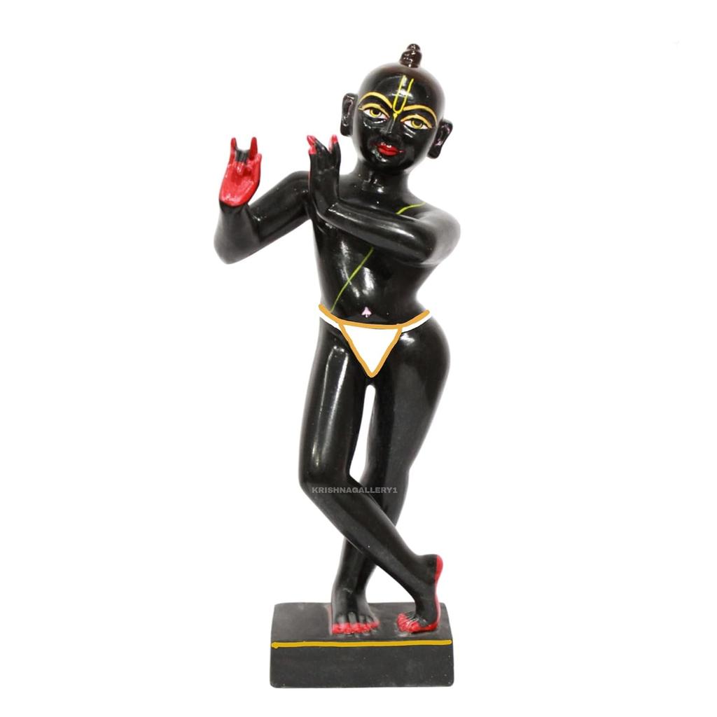 Polyresin Zwart Krishna Banke Bihari Kanha ji Murti Beeld Idool voor Huis Pooja Cadeaustuk Kantoor Decoratie Idool Maat 25,4 cm