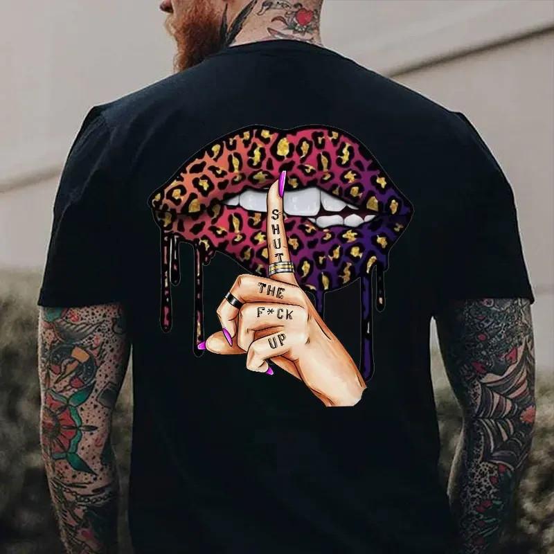 SHUT THE F*CK UP Leopard Lips Print Men s Unisex T-Shirt XL