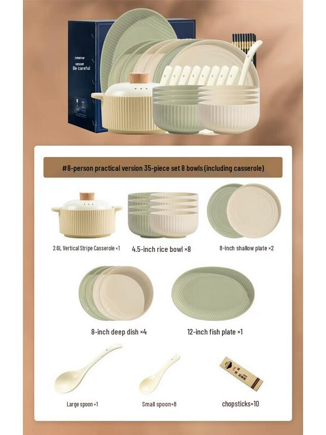 Kangmo Cream Style 35-Piece Ceramic Dinnerware Set