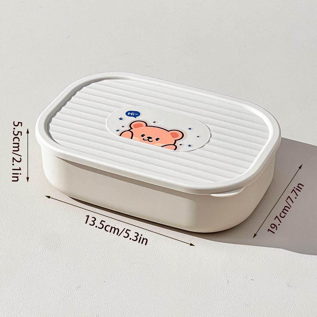 3-Compartment Cute Plastic Lunch Box Portable Detachable Fruit Salad Food Container Divided Bento Box Microwave Safe