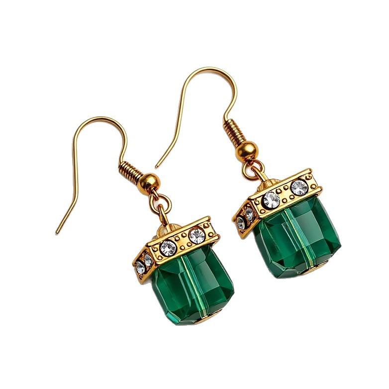 Gröna Kristall Peridot Kuber Hängande Örhängen