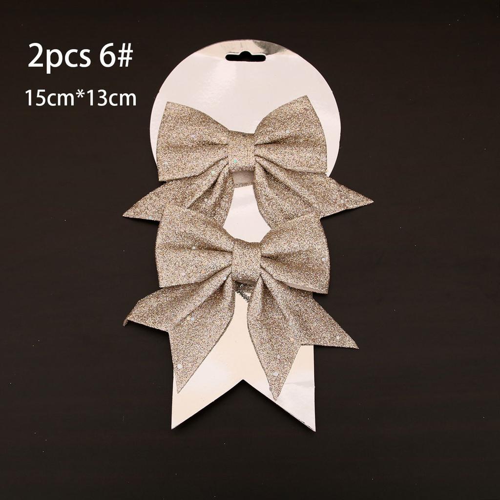 1/2Pcs Christmas Bows Hanging Decorations For Christmas Tree Diy Gold Silver Red Bowknot Pendant For Xmas Wreath New Year