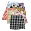 Damen Karokleid Streetwear Schlankes A-Linien-Kleid Hohe Taille Geschlitzt Kurzes Kleid Harajuku Gitterröcke