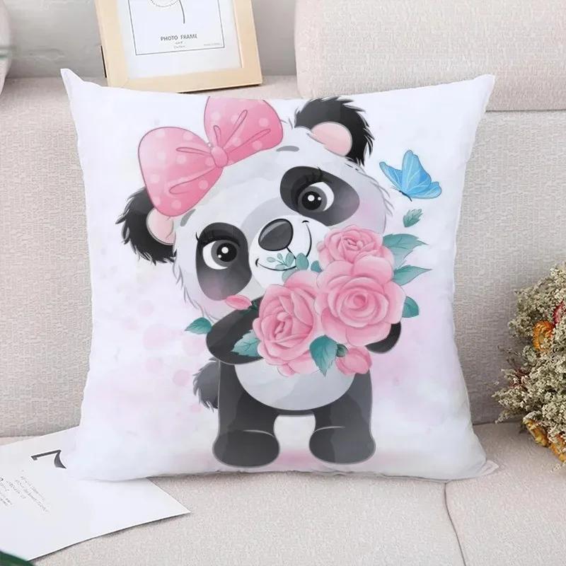 Cute Dog Panda Throw Pillow Covers Decorative Sofa Cushions Children's Cushion Cover Pillowcase for Living Room Couch Pillows