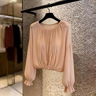 La Chapelle French Commuter Style Pleated Lantern Sleeve Shirt