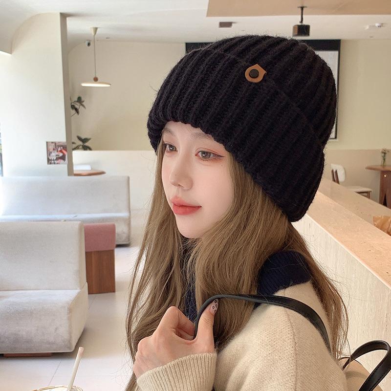 Autumn and Winter Warm and Ear Protecting Cold Hat Large Head Circumference Face Showing Small Knitted Hat Simple and Versatile Pullover Woolen Hat