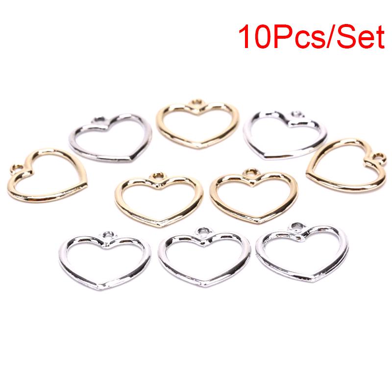 10Pcs/Set Alloy Hollow Out Love Heart Charms Pendant Jewelry Diy Making Craft
