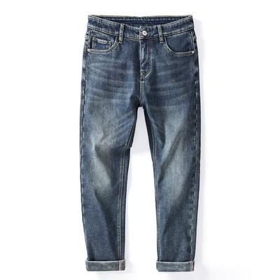 Autumn and Winter New High-end European, American and Japanese Velvet Elastic Large Size Straight Thickened Jeans Men's Trendy MEN