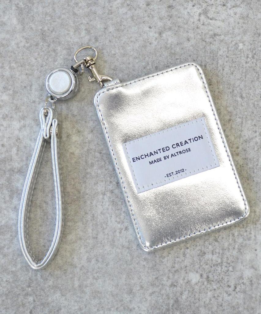Altro Rose Silver Pass Case for Men and Women, Cute, Stylish, Simple, Leather and Synthetic Leather with Reel, Logo, Slim, Vertical Design, Korean,