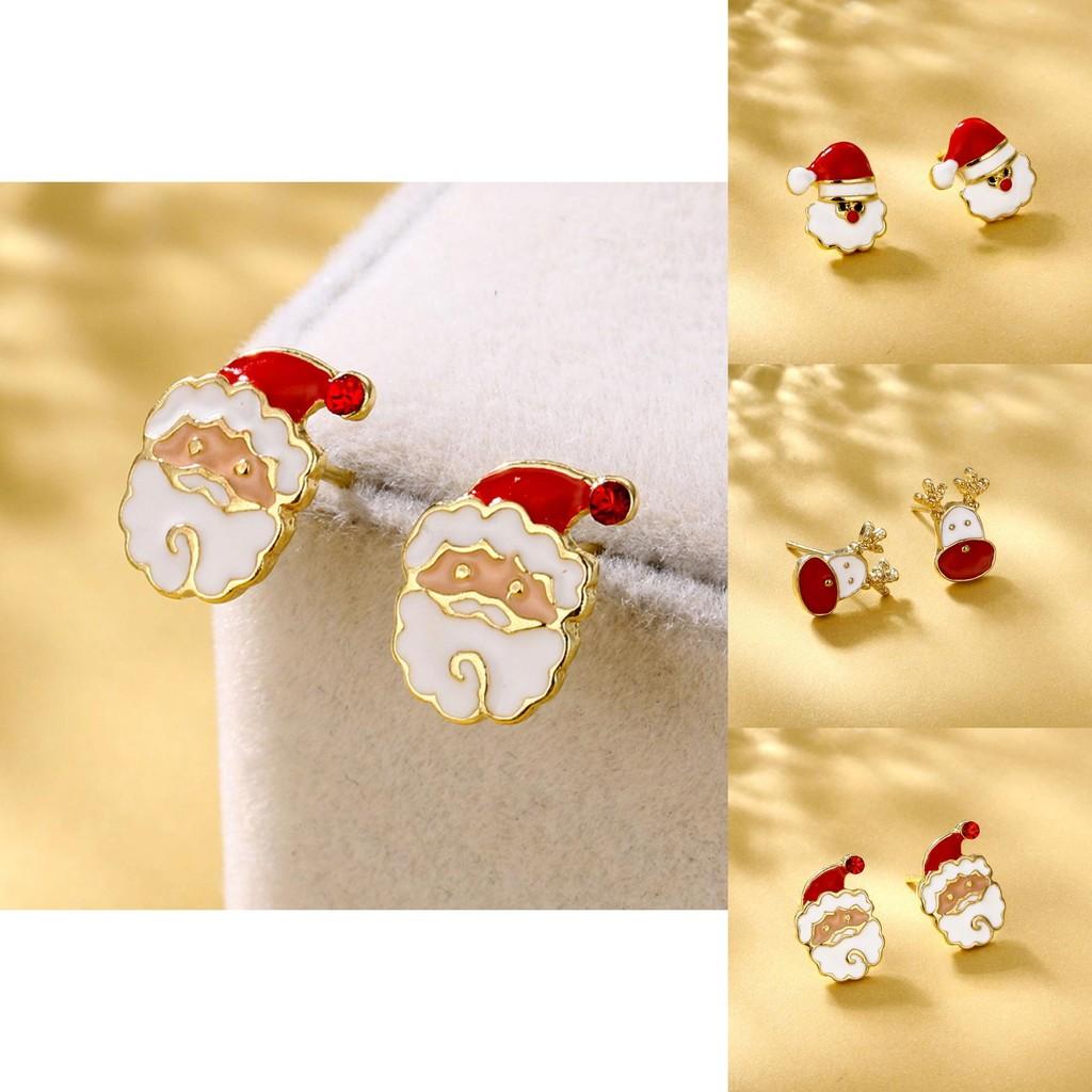 Trendy European American Style Geometric Alloy Christmas Earrings For Women