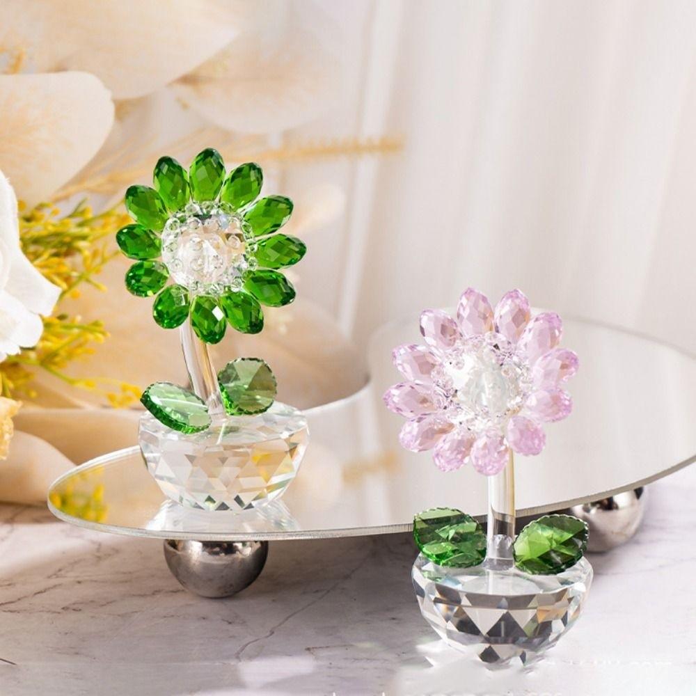 Cartoon Sunflower Ornament Plant Series Crystal Home Decoration Sunflower Figurine  Gift