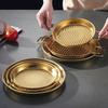 Binaural Handle Pizza Pan Gold/Silver Dinner Plate Kitchen Accessories Food Serving Plate  Hotels