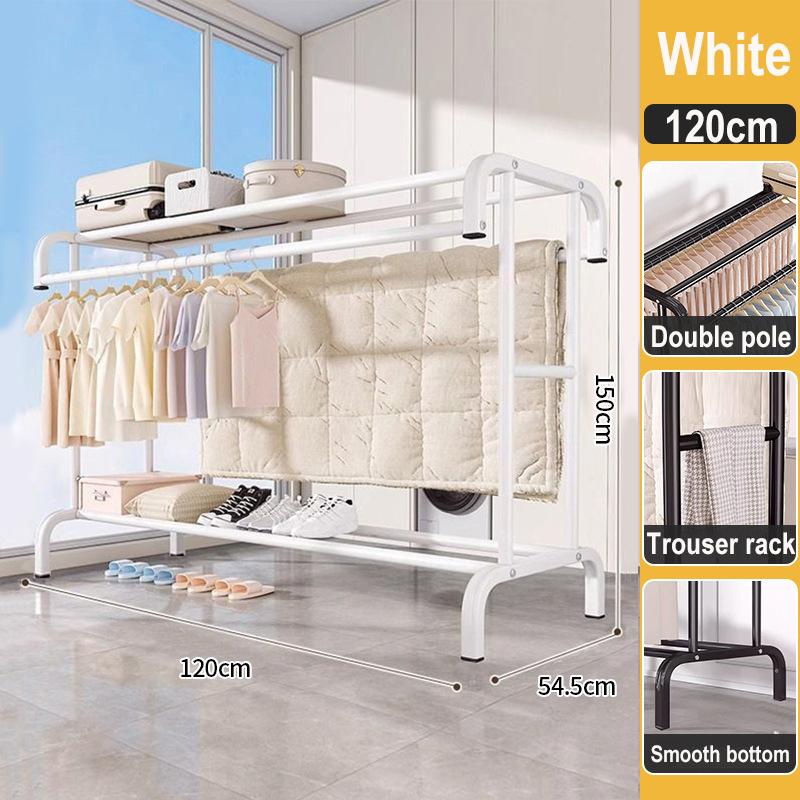 Clothes Rack Household Indoor Bedroom Balcony Drying Hanger Floor-To-Ceiling Coat Rack Thickening Simple Drying Rack
