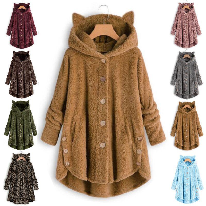 Cozy Cat Ear Women's Winter Warm Fleece Hoodie Hooded Coat For Casual Comfort