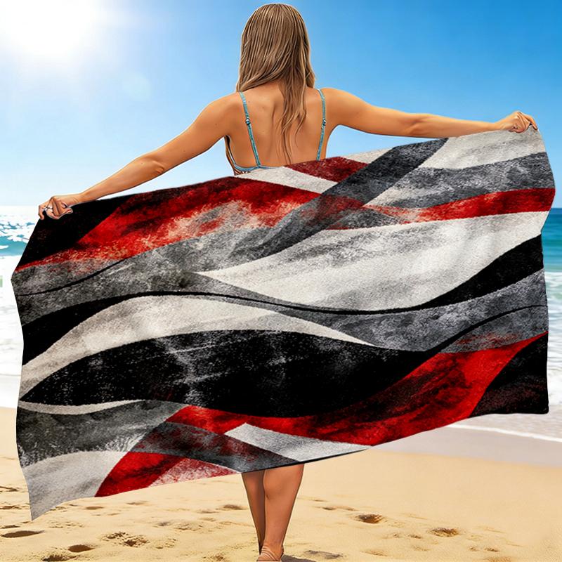 1Pc Abstract Flame Beach Towel, Quick Dry, Multi-Use for Beach Pool Gym Yoga Home Travel, Christmas, Halloween, Xmas Gift M92831