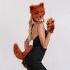 3-częściowy strój lisa na Halloween - pluszowy ogon, maska i rękawiczki | urocze akcesoria RPG o tematyce zwierzęcej na imprezy i COSPLAY na żywo