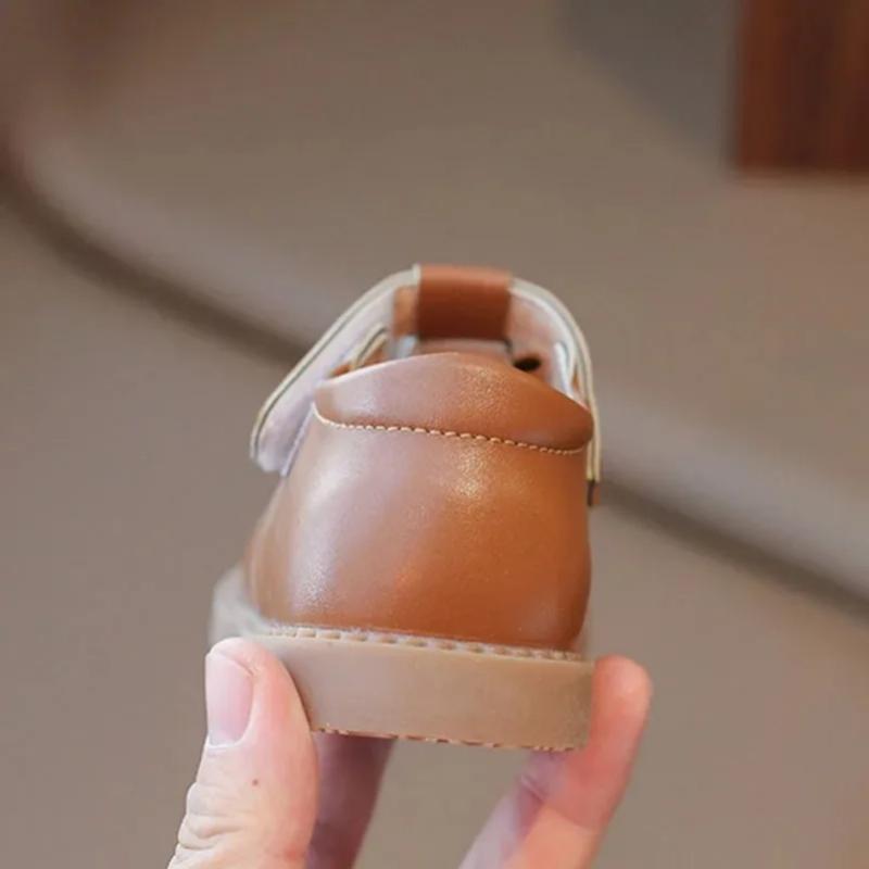 Girls Leather Shoes Simple Brand  Spring Autumn Designer Princess Sweet Cute SoftComfortable Children Flats Kids Shoes New