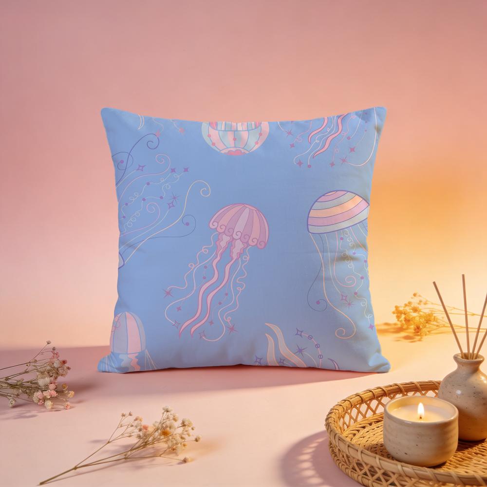 Dreamy Glowing Jellyfish Cushion Cover Comfortable Durable Pillow Cover MultiScene for Home Office Car Sofa