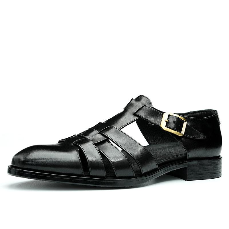 Retro Roman Sandals Men'S First-Layer Cowhide Business Casual Shoes Wear Cool Leather Shoes