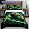 3pcs Duvet Cover Set (1*Duvet Cover + 2*Pillowcase, Without Core), Roronoa Zoro Print Bedding Set, Bedroom Decor, All‑Season, Gift