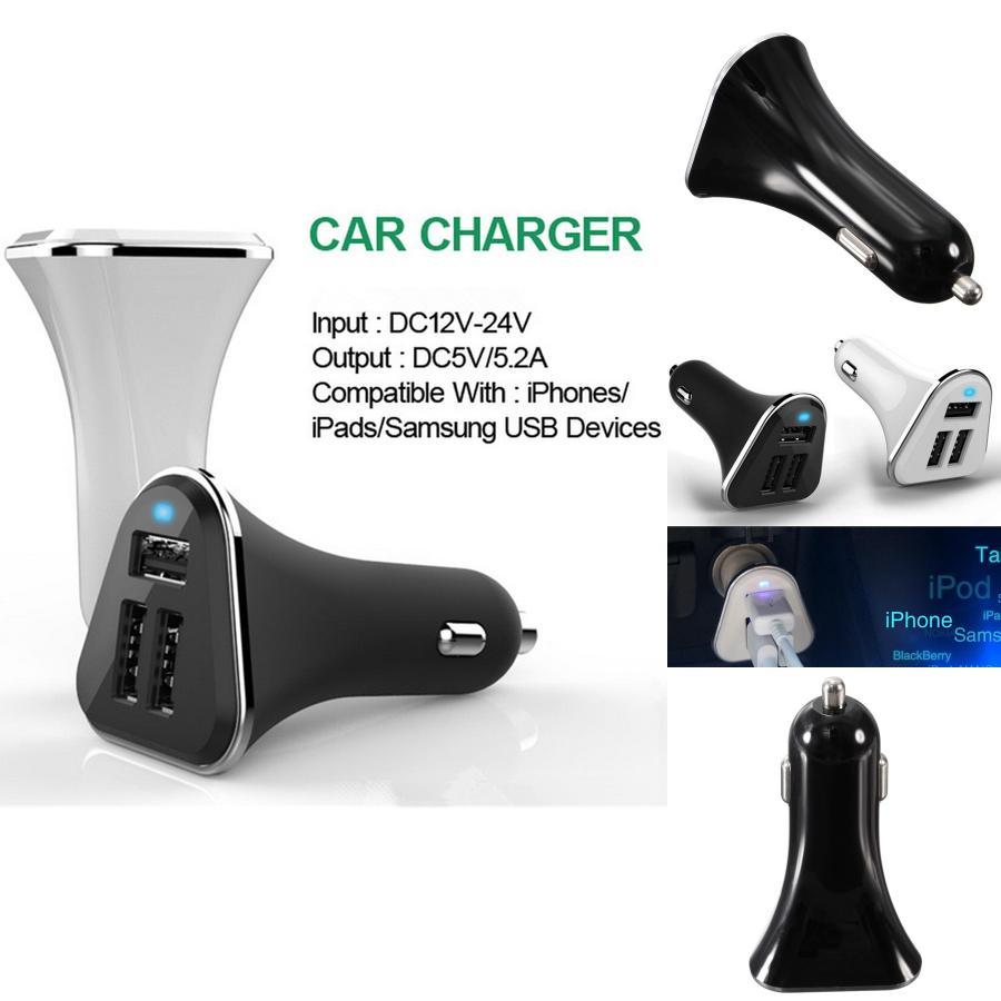 Premium 3 Port Car Charger Adapter With High-speed Usb Ports And Compact Design