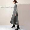 Auf Lager: 2025 Herbst/Winter Hoher Hals Patchwork Akkordeonfalten Langes Graues Pulloverkleid