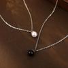 Banyan Tree Silver Water Drop Necklace with Black Agate & Pearl Pendant