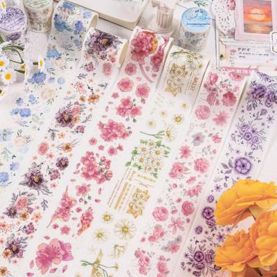 ZABC Hundred Flowers & Scenery Lace Notebook Tape Stickers - DIY Decoration In 6 Styles