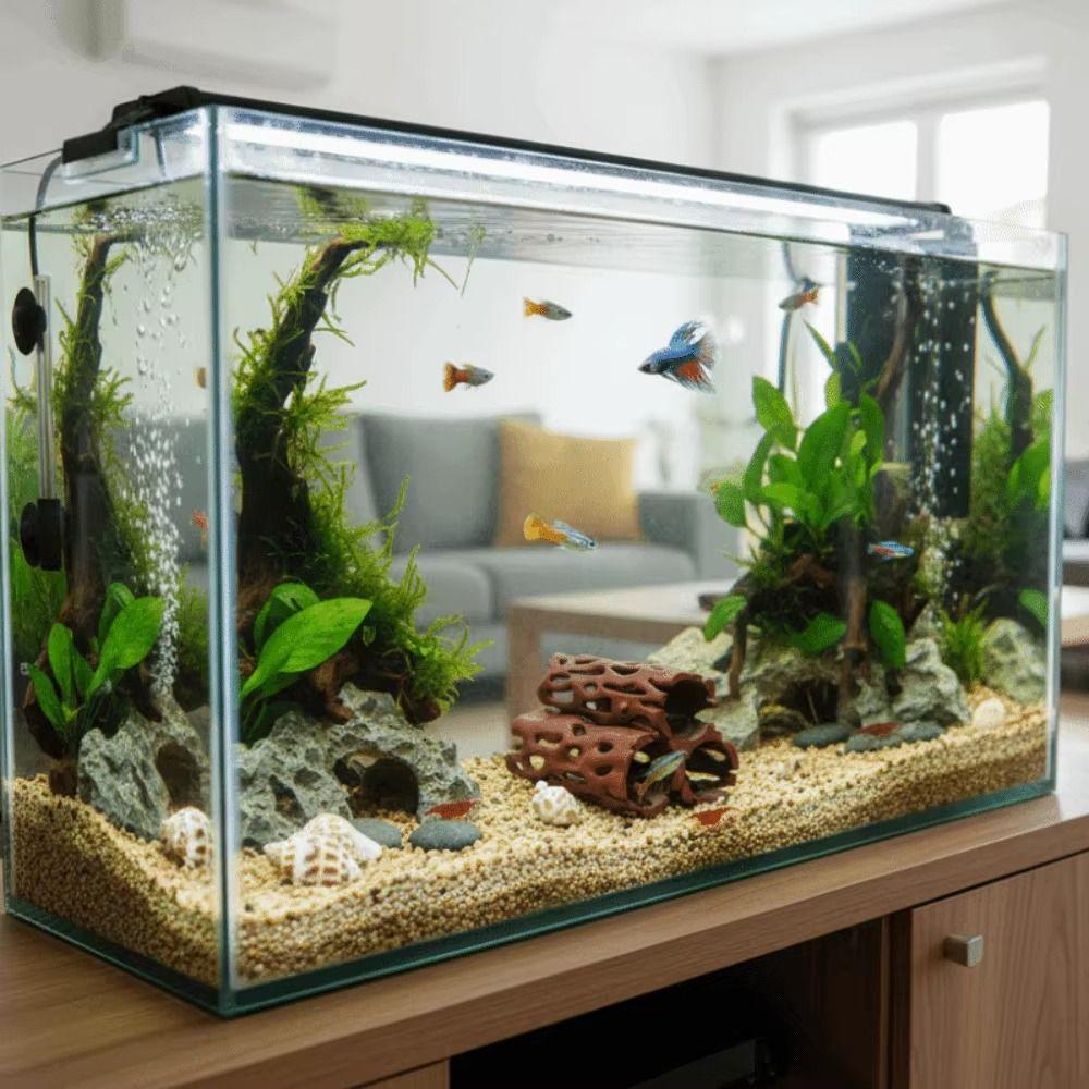 Tree Trunk Shape Fish Shrimp Shelter Plastic Fish Breeding Cave  for Fish Tank Aquarium Landscaping