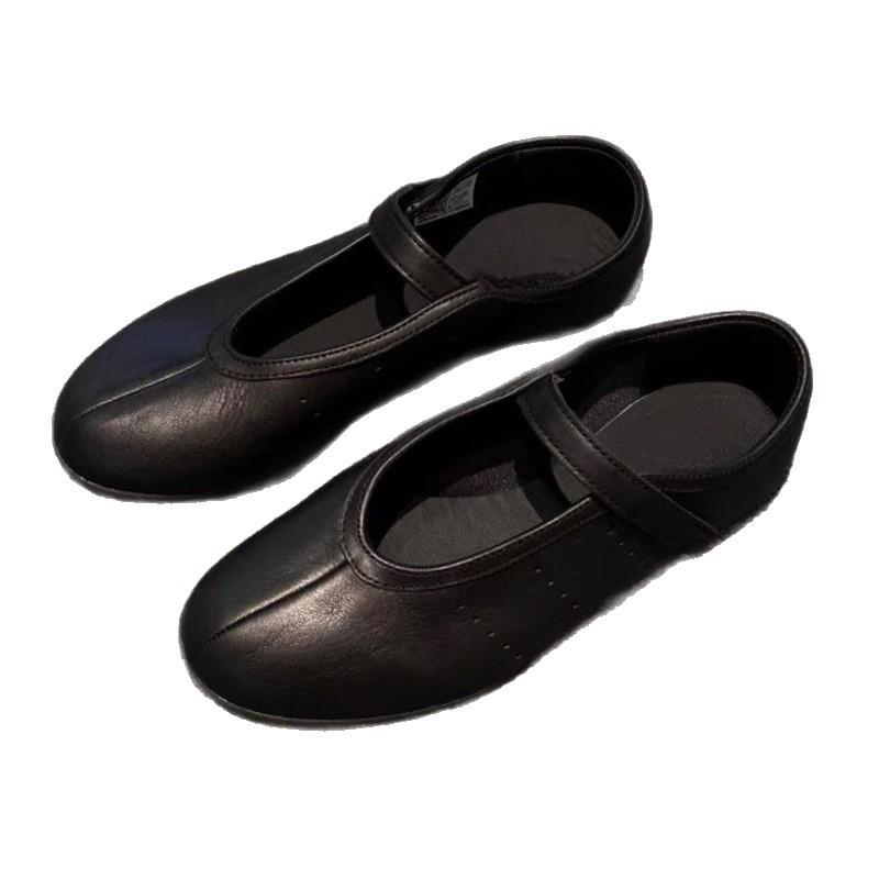 Kuskinnversjon~ Ballettstil med flat bunn og borrelås Mary Jane enkeltsko dame lav utringning myksålet pendler jobbsko
